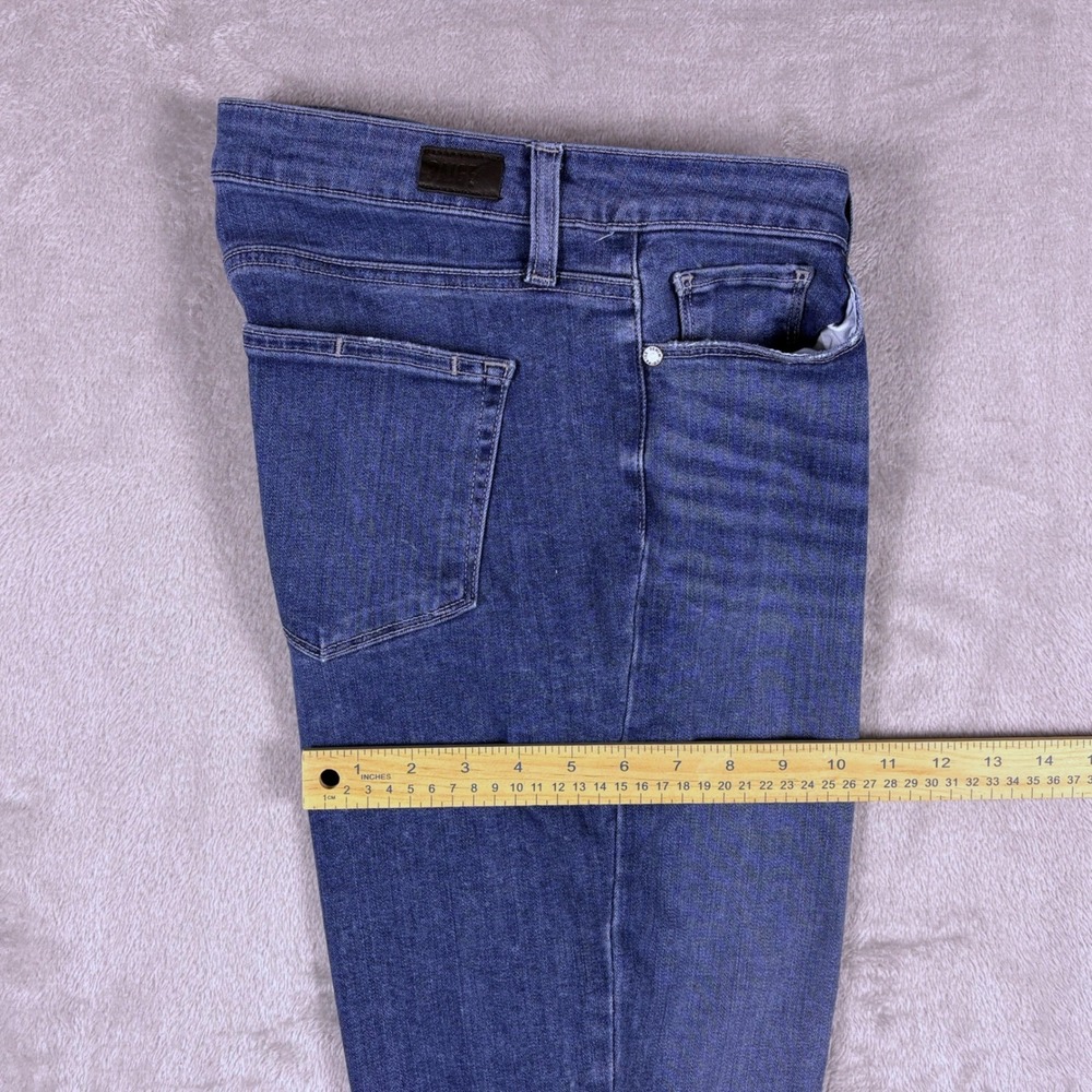 PAIGE Rory Crop Flare Jeans Blue‎ Distressed Raw Hem Size 31 (Msr 32x25) - Picture 13 of 15